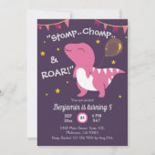 Dinosaurus thema Stomp, Chomp & Roar! 5e verjaarda Kaart (Voorkant)