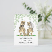 Dinosaurus Thema Trouw Save the Date Briefkaart (Staand voorkant)