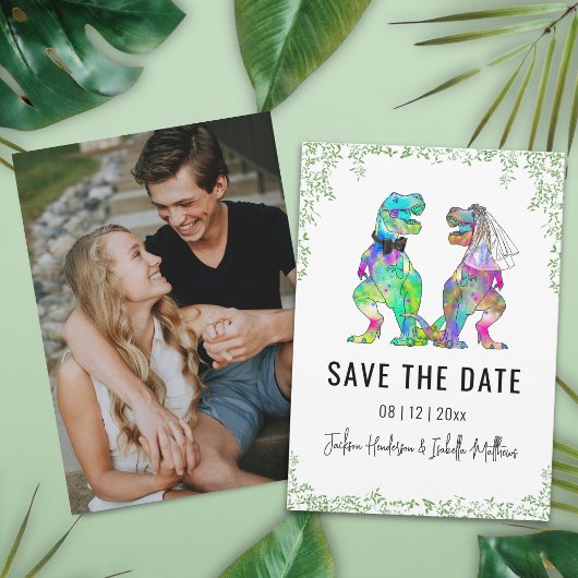 Dinosaurus Thema Trouw Save the Date Foto