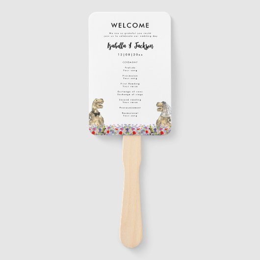 Dinosaurus thema trouwdag handwaaier