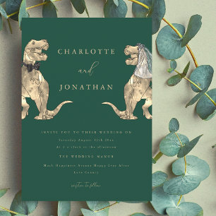 Dinosaurus Thema Trouwen Groen Kaart