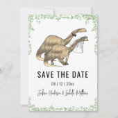 Dinosaurus Thema Trouwen Groen Save The Date (Voorkant)