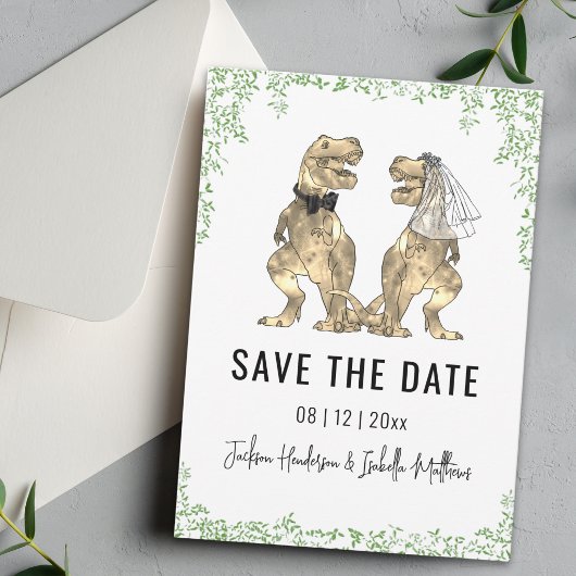 Dinosaurus Thema Trouwen Groen Save The Date