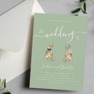 Dinosaurus Thema Trouwen Salie Groen Kaart