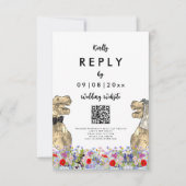 Dinosaurus Thema Trouwwebsite Reactie RSVP Kaartje (Voorkant)