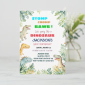 Dinosaurus-Thema Uitnodiging voor 3e Verjaardagsfe (Staand voorkant)