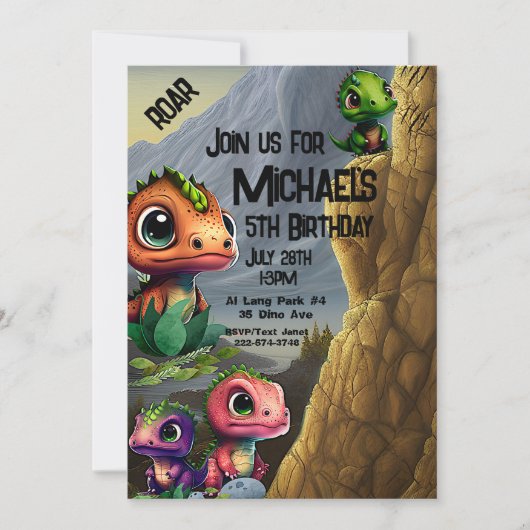 Dinosaurus Thema Verjaardag Kaart (Voorkant)