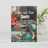 Dinosaurus thema verjaardag, kaart (Staand voorkant)