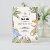 Dinosaurus Thema Verjaardagsfeestuitnodiging Kaart (Staand voorkant)