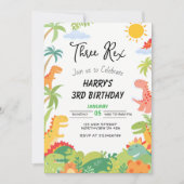 Dinosaurus-thema verjaardagsuitnodiging - 'Three-R Kaart (Voorkant)