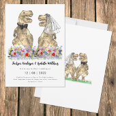 Dinosaurus thema Wildflower Bruiloft Kaart