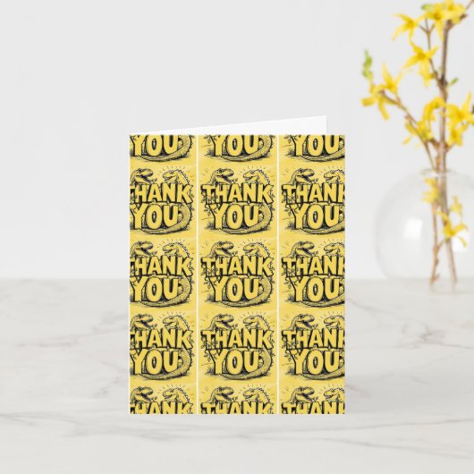 Dinosaurus-Themabegroeting Kaart (Gele Bloem)