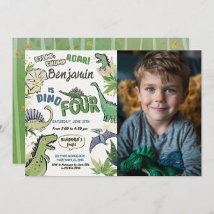 Dinosaurus Themafeest 4e verjaardag, Dino Vier Kaart
