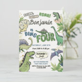 Dinosaurus Themafeest 4e verjaardag, Dino Vier Kaart (Staand voorkant)