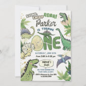 Dinosaurus Theme Party 1e Verjaardag Kaart (Voorkant)