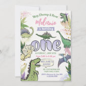 Dinosaurus Theme Party 1e Verjaardag Kaart (Voorkant)