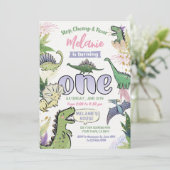 Dinosaurus Theme Party 1e Verjaardag Kaart (Staand voorkant)