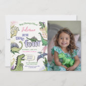 Dinosaurus Theme Party Dino Vier 4e Verjaardag Kaart (Voorkant)