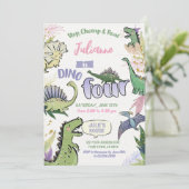 Dinosaurus Theme Party Dino Vier 4e Verjaardag Kaart (Staand voorkant)