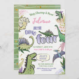 Dinosaurus Theme Party Dino Vier 4e Verjaardag Kaart