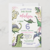 Dinosaurus Theme Party Verjaardag Kaart (Voorkant)