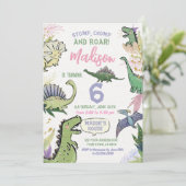 Dinosaurus Theme Party Verjaardag Kaart (Staand voorkant)