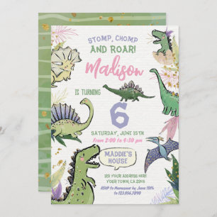 Dinosaurus Theme Party Verjaardag Kaart