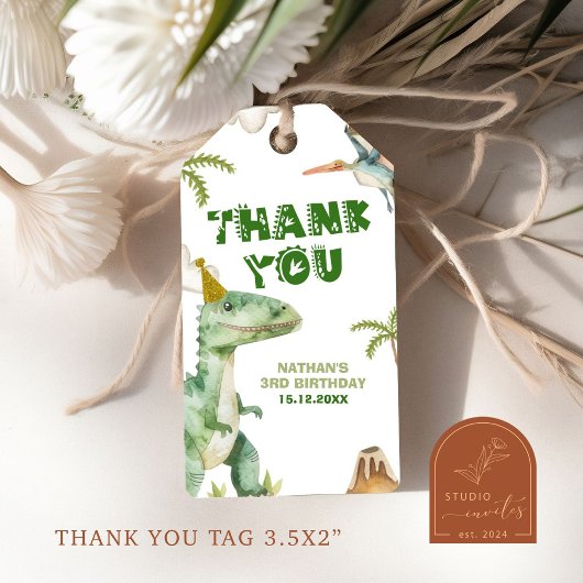 Dinosaurus Three-Rex Jongens Cadeautags Cadeaulabel