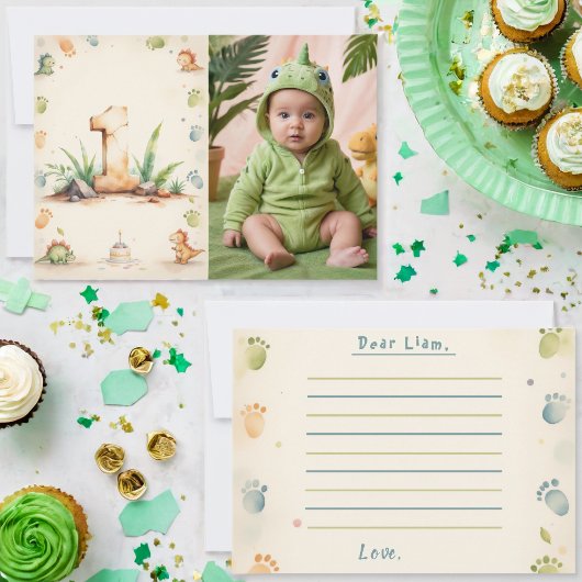 Dinosaurus Tijd Capsule Notitiekaart Foto 1e Verja Kaart