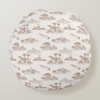 Dinosaurus Toile Ronde Kussen (Tan)