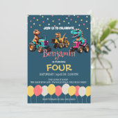 Dinosaurus tractor vrachtwagen ballon School Verja Kaart (Staand voorkant)