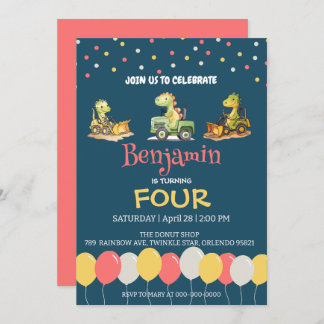 Dinosaurus tractor vrachtwagen ballon School Verja Kaart