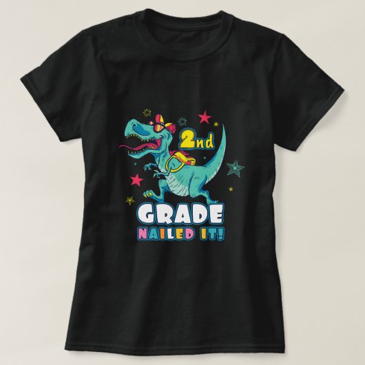 Dinosaurus TRex Grappige 2e klas School Afstuderen T-shirt (Design voorkant)