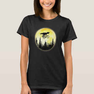 Dinosaurus Trex in Space Riding Bike op Maan Dino T-shirt