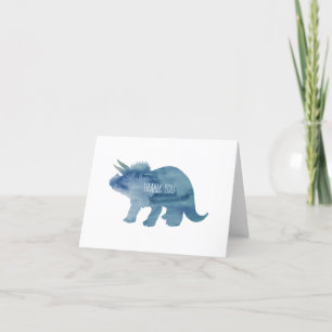 Dinosaurus Triceratops Blauw Silhouet Bedankkaart