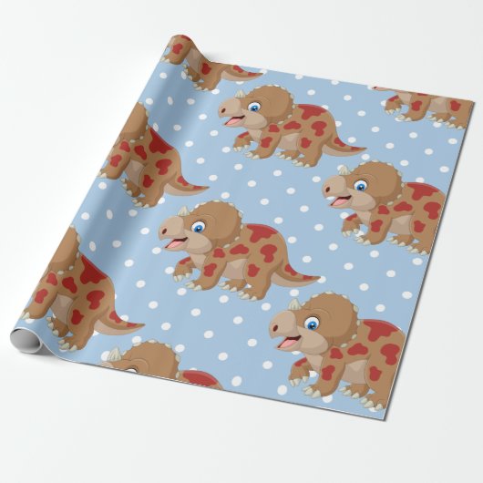 Dinosaurus Triceratops Boy Cadeaupapier (Uitgerold)