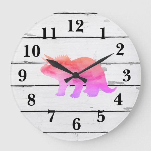 Dinosaurus Triceratops Decor Rustiek Schip Grote Klok (Voorkant)