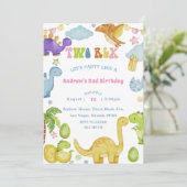 Dinosaurus Twee 2e Verjaardag Feest Uitnodiging (Staand voorkant)