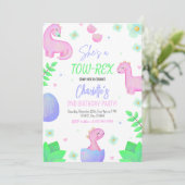 Dinosaurus Twee Rex 2e Verjaardag Feest Uitnodigin Kaart (Staand voorkant)