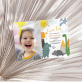 Dinosaurus Twee Rex 2e Verjaardag Fotofeestje Kaart