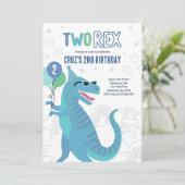 Dinosaurus Twee Rex 2e verjaardagsfeestje T-Rex Kaart (Staand voorkant)