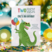 Dinosaurus Twee Rex 2e verjaardagsfeestje T-Rex Kaart