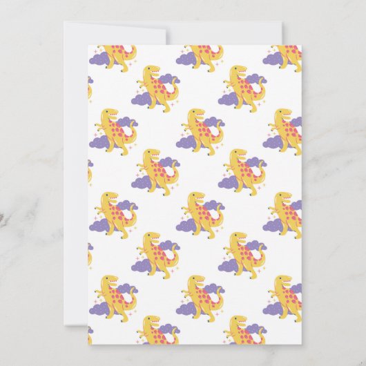 Dinosaurus Twee Rex Schattige Meisjes 2e Roze Fees Kaart (Achterkant)