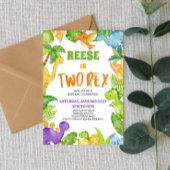 Dinosaurus Twee Rex T-Rex Tweede 2e Verjaardagsfee Kaart