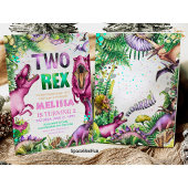 Dinosaurus TWEE Rex Uitnodiging Dinosaurus Feest