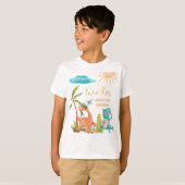 Dinosaurus Twee Rex Verjaardagsfeestje Douche T-shirt (Voorkant volledig)