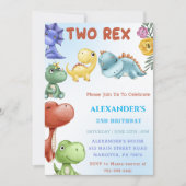 Dinosaurus Twee Rex Verjaardagsfeestje Kaart (Voorkant)