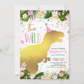 Dinosaurus Twee Wilde Verjaardag Roze Dinosaurus V Kaart (Voorkant)