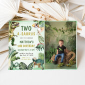 Dinosaurus Two-A-Saurus 2e verjaardag Party Foto Kaart