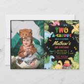 Dinosaurus Two-A-Saurus 2e verjaardag Party Foto Kaart (Voorkant)